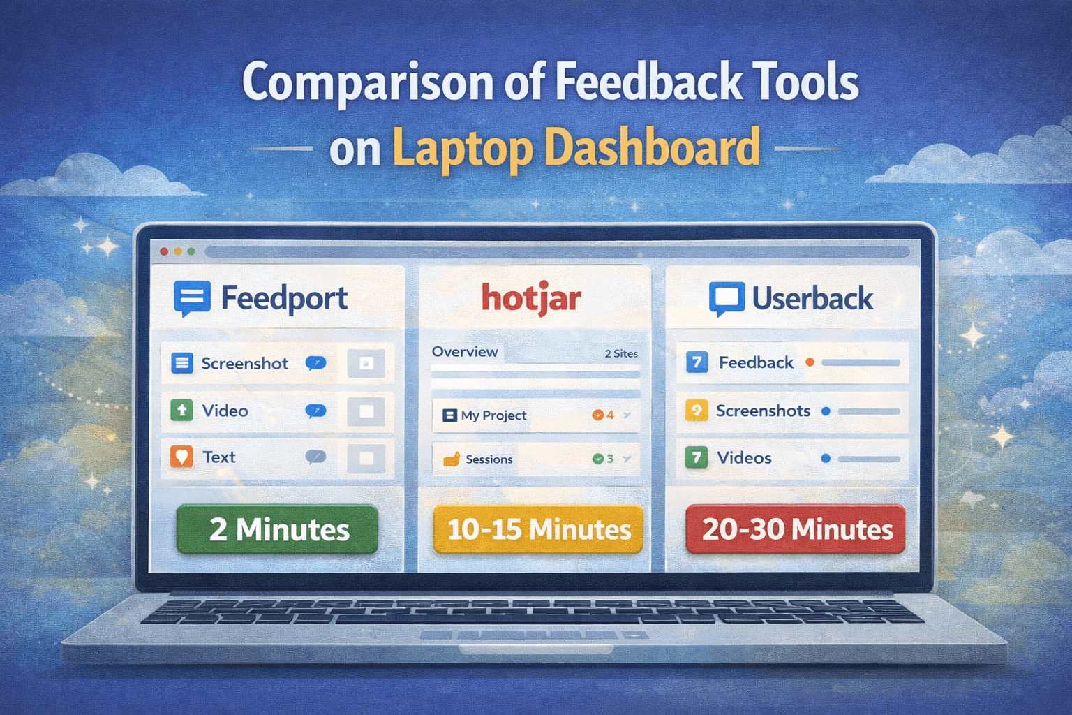 Comparison of feedback tools on laptop dashboard