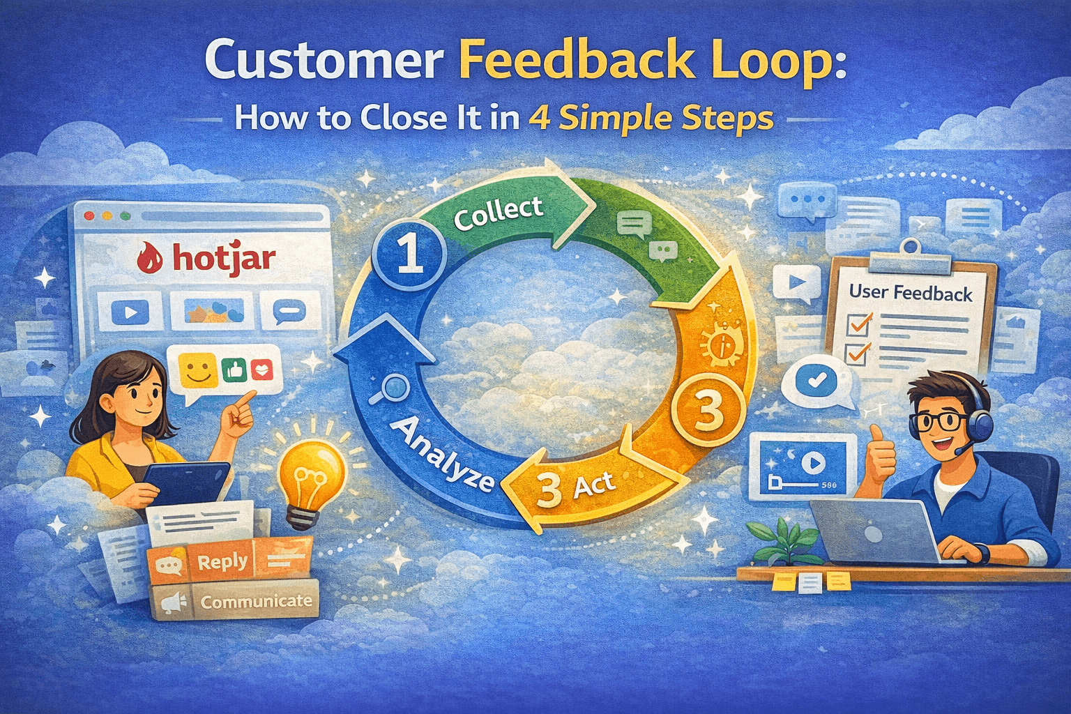 Team collaborating on customer feedback