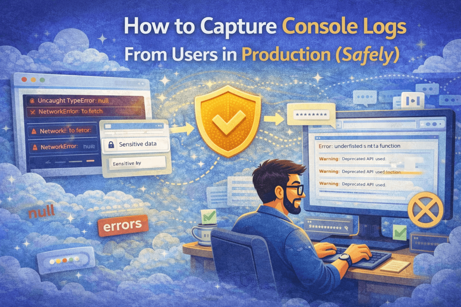 Browser console showing JavaScript production errors